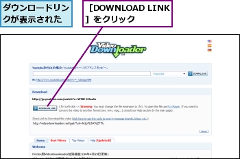 ダウンロードリンクが表示された,［DOWNLOAD LINK］をクリック