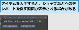 アイテムを入手すると、ショップなどへのテレポートを促す画面が表示される場合がある