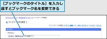 ［ブックマークのタイトル］を入力し直すとブックマーク名を変更できる