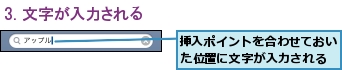 挿入ポイントを合わせておいた位置に文字が入力される