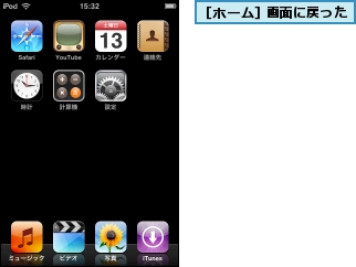 ［ホーム］画面に戻った