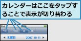 カレンダーはここをタップすることで表示が切り替わる