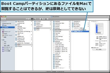 Boot CampパーティションにあるファイルをMacで閲覧することはできるが、逆は原則としてできない