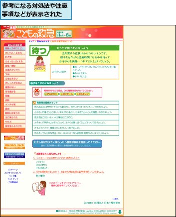 参考になる対処法や注意事項などが表示された