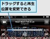ドラッグすると再生位置を変更できる