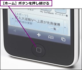 ［ホーム］ボタンを押し続ける