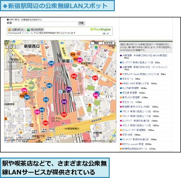 駅や喫茶店などで、さまざまな公衆無線LANサービスが提供されている