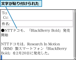 文字が貼り付けられた