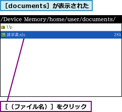 ［documents］が表示された,［（ファイル名）］をクリック