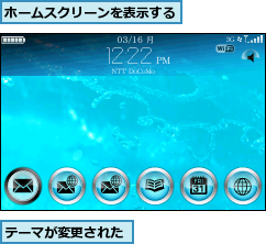 テーマが変更された,ホームスクリーンを表示する