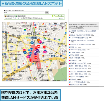 駅や喫茶店などで、さまざまな公衆無線LANサービスが提供されている