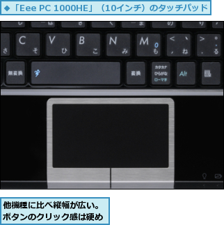 他機種に比べ縦幅が広い。ボタンのクリック感は硬め