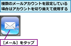 複数のメールアカウントを設定している場合はアカウントを切り替えて使用する,［メール］をタップ