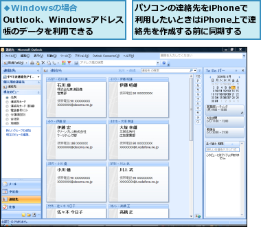 パソコンの連絡先をiPhoneで利用したいときはiPhone上で連絡先を作成する前に同期する