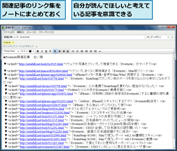 自分が読んでほしいと考えている記事を意識できる  ,関連記事のリンク集をノートにまとめておく