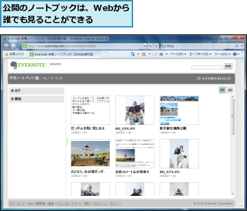 公開のノートブックは、Webから誰でも見ることができる  