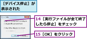 ［デバイス停止］が表示された　　　