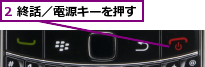 2 終話／電源キーを押す