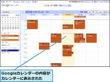 Googleカレンダーの内容がカレンダーに表示された