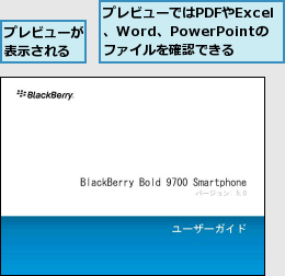 プレビューが表示される,プレビューではPDFやExcel、Word、PowerPointの ファイルを確認できる