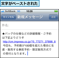 文字がペーストされた