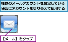 複数のメールアカウントを設定している場合はアカウントを切り替えて使用する,［メール］をタップ