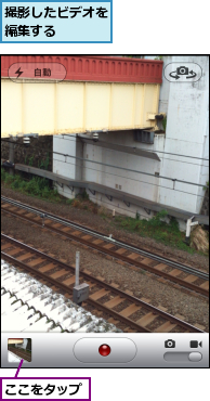 ここをタップ,撮影したビデオを編集する　　　