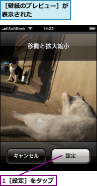 1［設定］をタップ,［壁紙のプレビュー］が表示された　　　　　