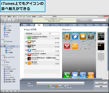 iTunes上でもアイコンの並べ替えができる