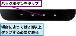 バックボタンをタップ,場合によっては2回以上タップする必要がある