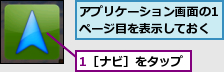 1［ナビ］をタップ,アプリケーション画面の1ページ目を表示しておく