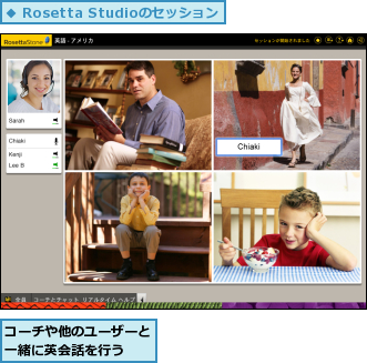 コーチや他のユーザーと一緒に英会話を行う　　
