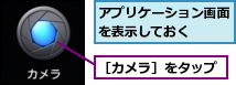 アプリケーション画面を表示しておく　　,［カメラ］をタップ
