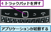 4 トラックパッドを押す,アプリケーションが起動する
