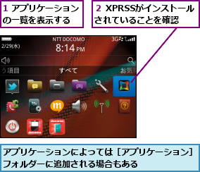 1 アプリケーションの一覧を表示する  ,アプリケーションによっては［アプリケーション］フォルダーに追加される場合もある      ,２ XPRSSがインストールされていることを確認