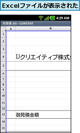 Excelファイルが表示された