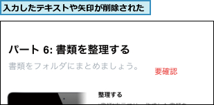 入力したテキストや矢印が削除された