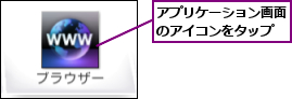 アプリケーション画面のアイコンをタップ