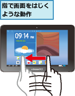 指で画面をはじくような動作　　