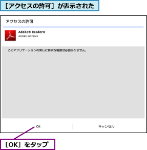 ［OK］をタップ,［アクセスの許可］が表示された
