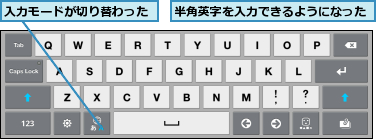 入力モードが切り替わった,半角英字を入力できるようになった