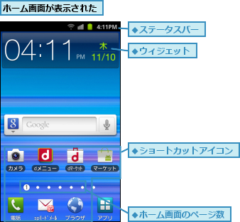 ホーム画面が表示された