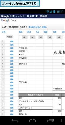 ファイルが表示された