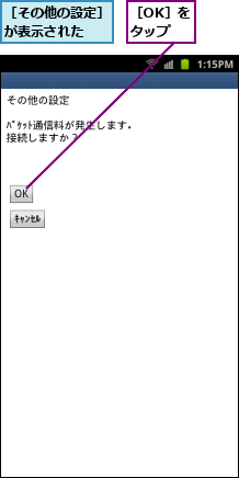［OK］をタップ,［その他の設定］が表示された  