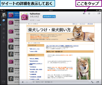 ここをタップ,ツイートの詳細を表示しておく