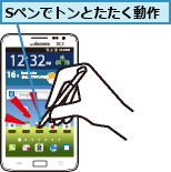 Sペンでトンとたたく動作