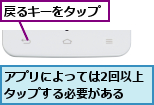アプリによっては2回以上タップする必要がある　　,戻るキーをタップ