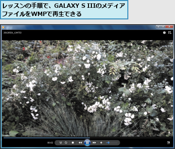 レッスンの手順で、GALAXY S IIIのメディアファイルをWMPで再生できる      