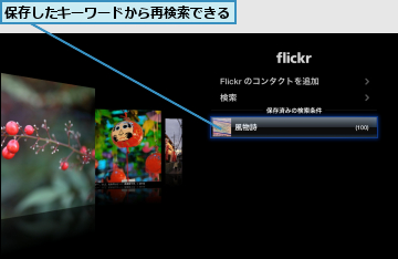 保存したキーワードから再検索できる
