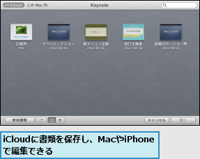 iCloudに書類を保存し、MacやiPhoneで編集できる